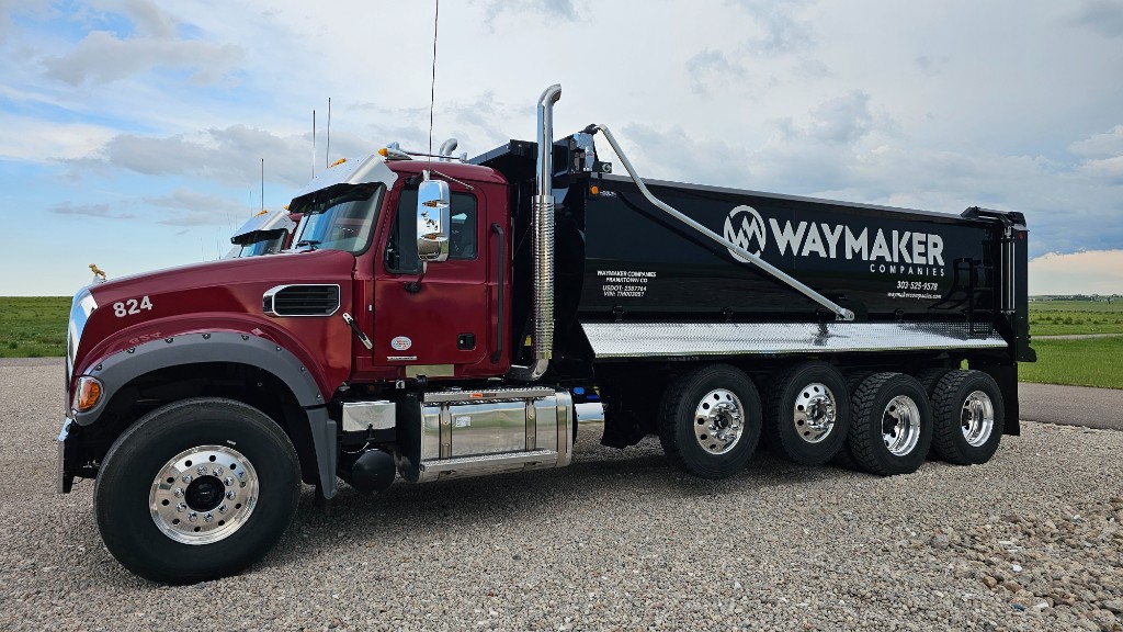 WayMaker quad-axle dump truck side profile
