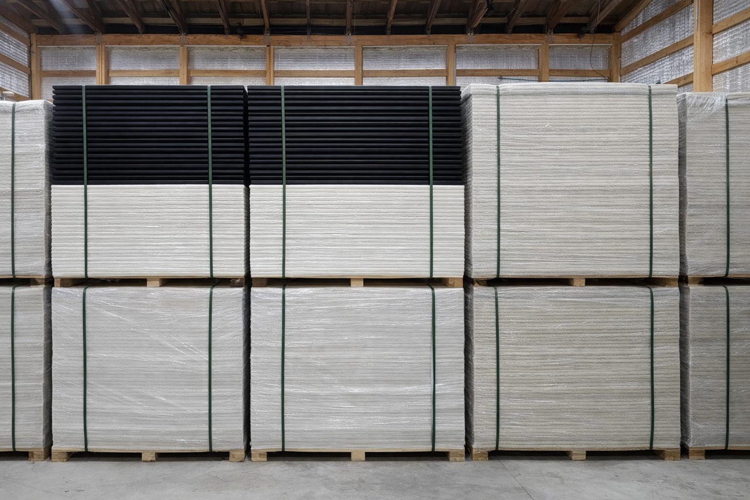 Palletized ground mat inventory in warehouse